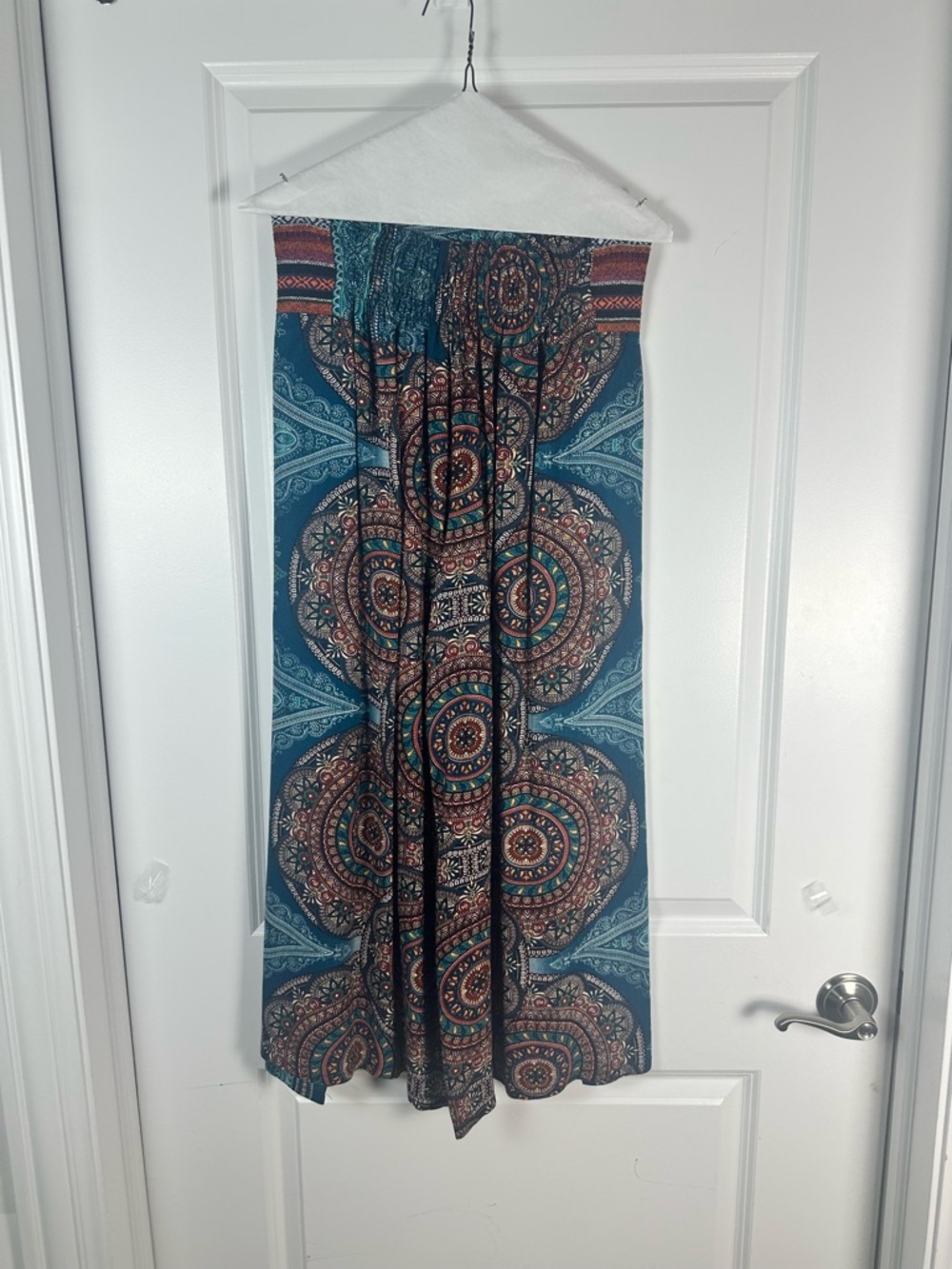Boho Wide-Leg Printed Trousers - Blue Multi - Picture 5 of 7